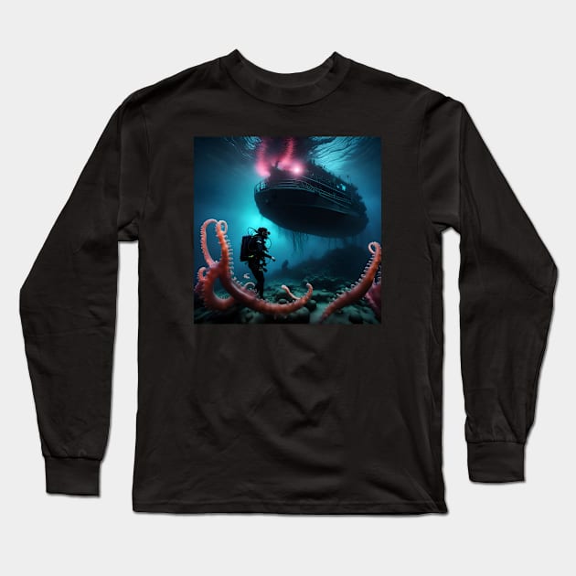 The Tentacle Ship Long Sleeve T-Shirt by Lyvershop